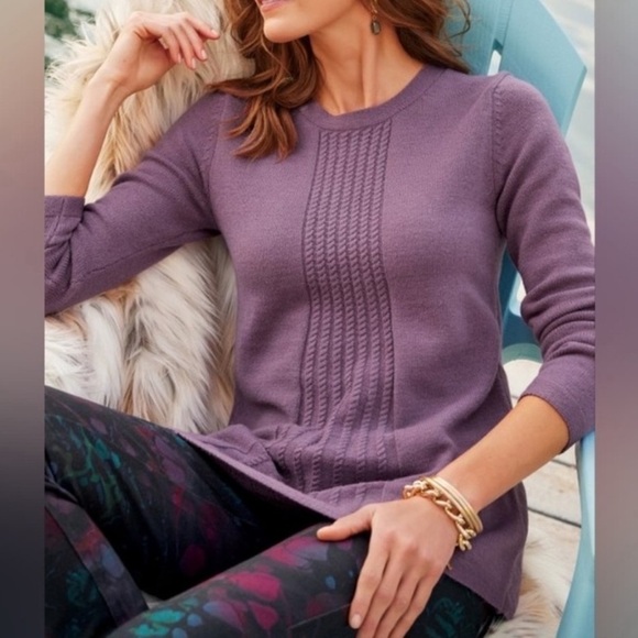 Soft Surroundings Sydney Knit Sweater Purple Wool Boho Winter Fall Office New - Picture 1 of 15